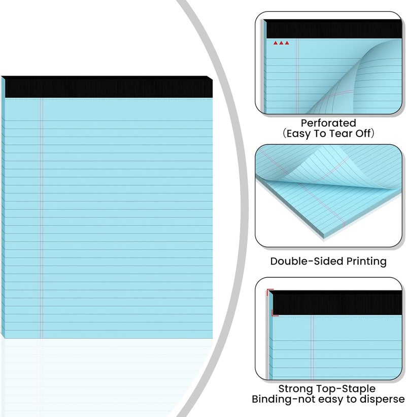 Ciphyfee 3pcs Legal Pads 8.5 x 11,Notepads 8.5 x 11 Inch, 30 Sheets/Pack, Color Note Pads Clear Print Writing Pads of Paper, Perforate Wide Ruled Lined with Sturdy Back for Office, Business & School Supplies - Image 3